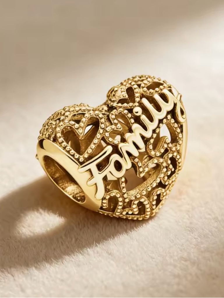 Macys Gold Family Filigree Heart Bead Charm 25$